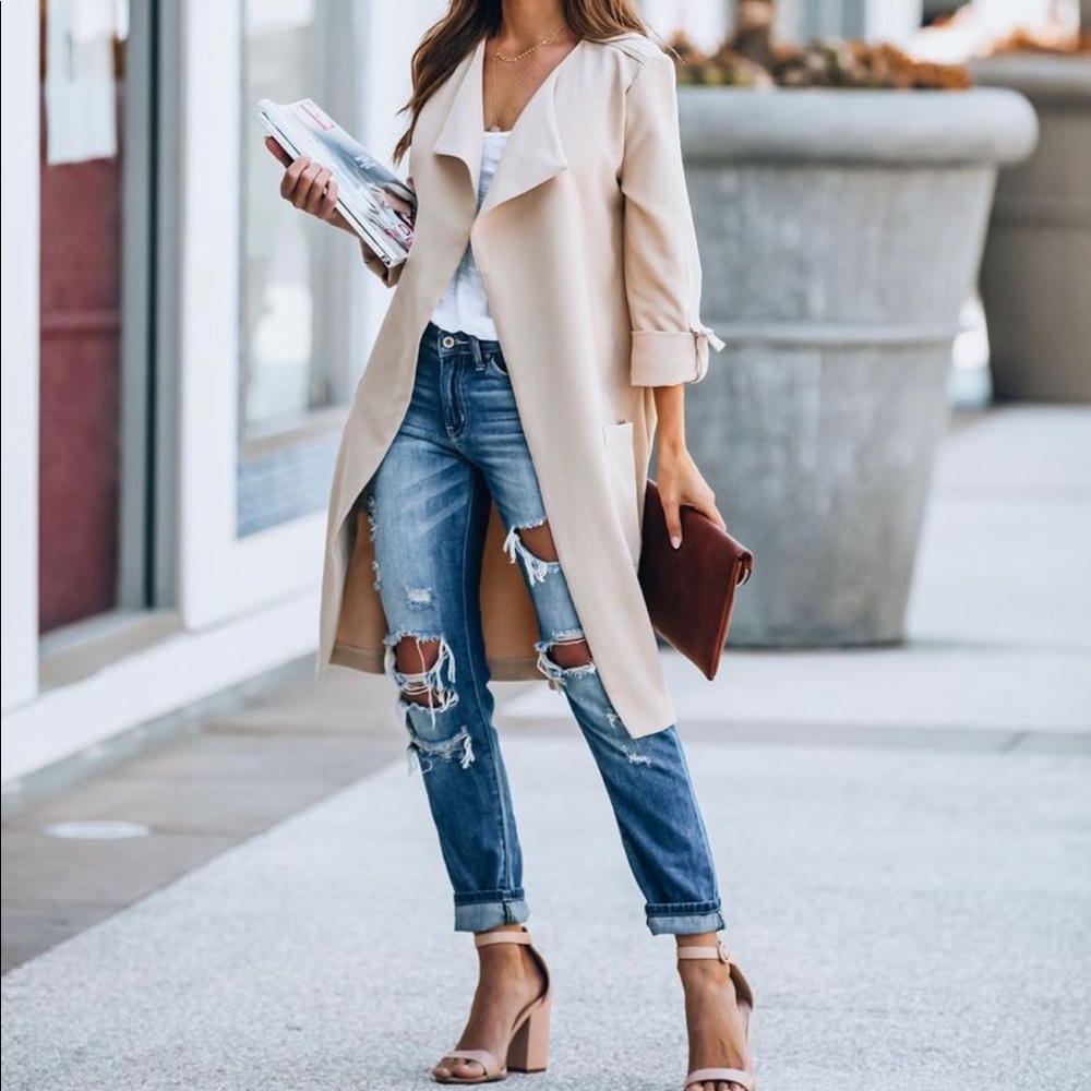 NWOT Transit Pocketed Beige Drape Coat